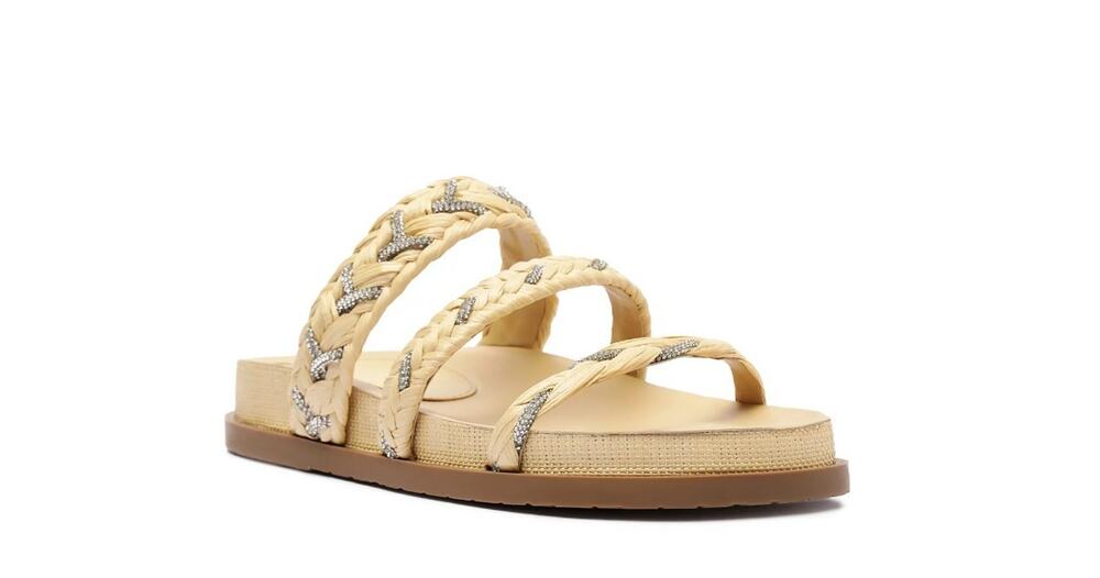 Arezzo Women's Mila Slip-On Flatform Sandals Beige Size 6